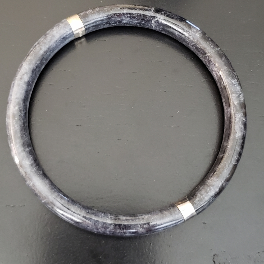 💕Charcoal Jade with Sterling Bands